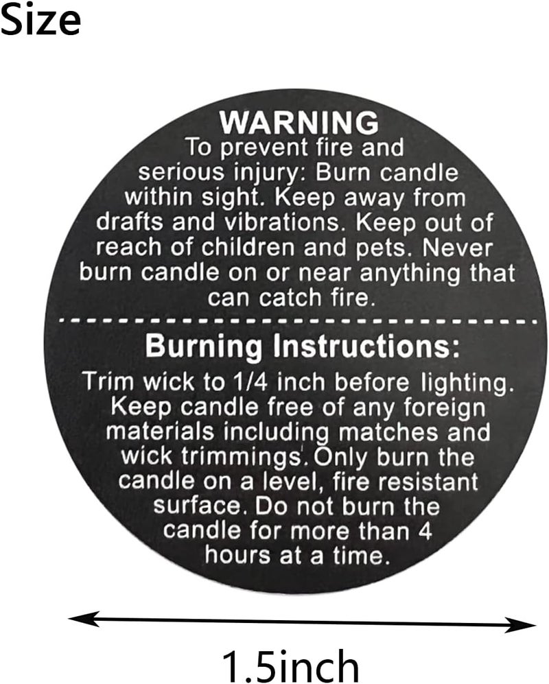 BallHull 1000 PCS Candle Warning Labels, 1.5inch Round Candle Safety Labels Sticker for Candle Making DIY Candle Jars (Black) - Image 2